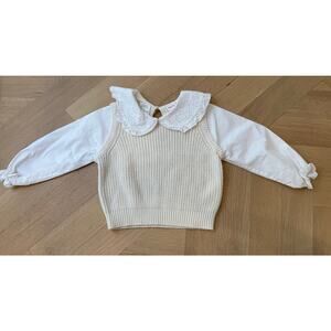 Zara - White collared blouse with Sweater Vest - 2-3T